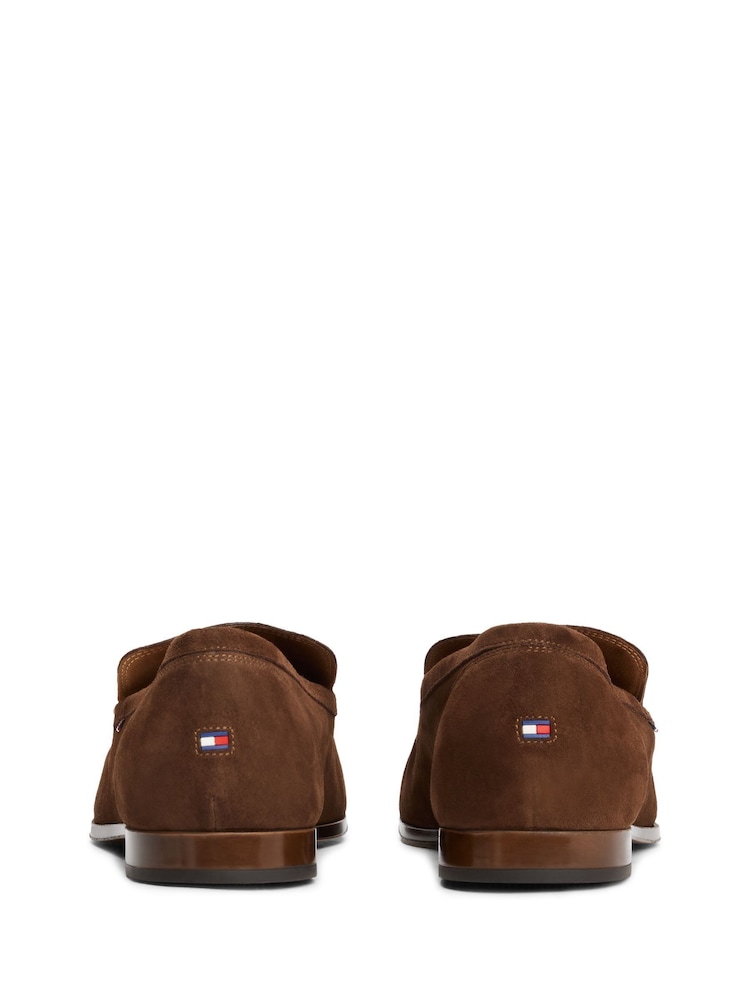 Buy Tommy Hilfiger Brown Suede Flexible Loafers from Next USA display picture 3