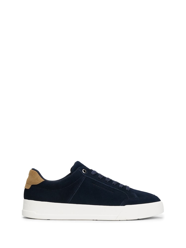 Tommy Hilfiger Blue Suede Chunky Sole Court Trainers - Image 1 of 5