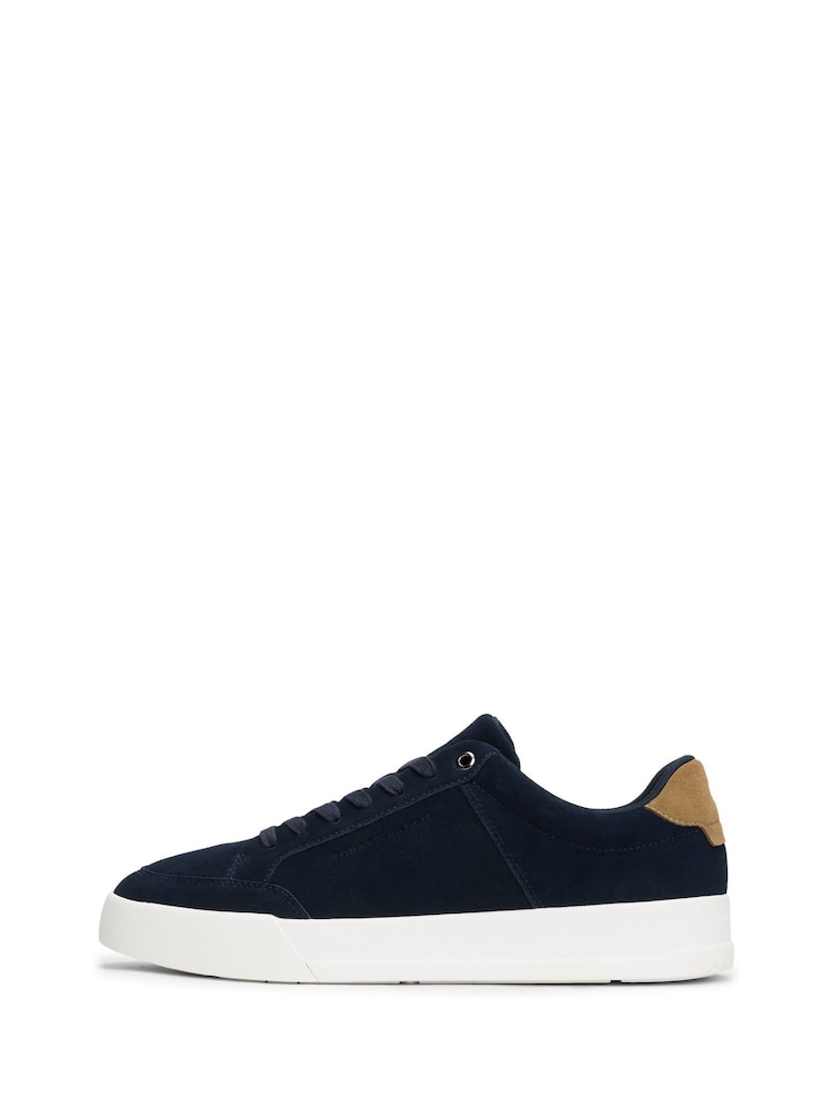 Tommy Hilfiger Blue Suede Chunky Sole Court Trainers - Image 2 of 5