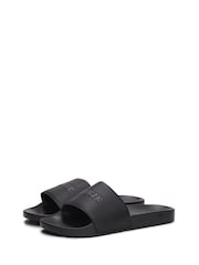 Tommy Hilfiger Black Embossed Logo Pool Slides - Image 3 of 4