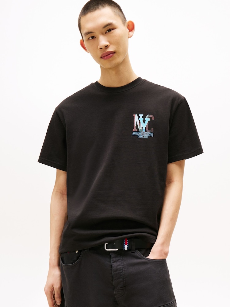 Tommy Jeans Black Back Graphic Print Relaxed T-Shirt - Image 1 of 4