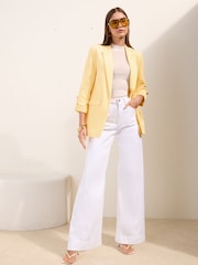Friends Like These Yellow Edge to Edge Tailored Sleeve Detail Blazer - Image 3 of 5