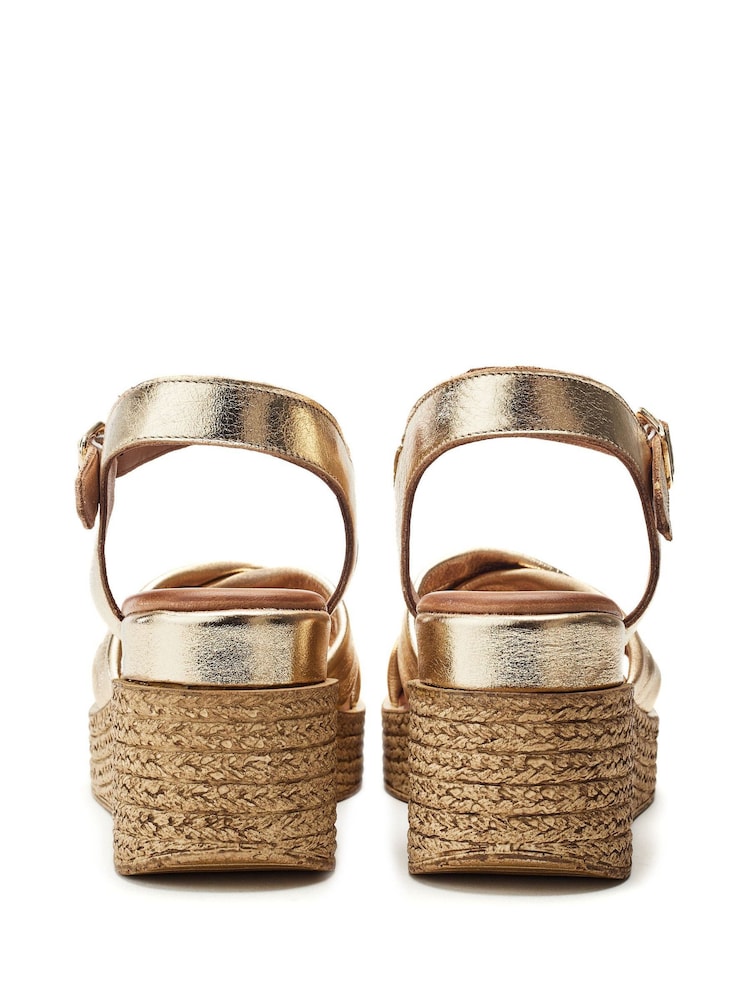 Moda in Pelle Kona Comfort Leather Wedge Sandals With Raffia Heels - Image 2 of 4 Moda in Pelle Kona Comfort Leather Wedge Sandals With Raffia Heels - Image 2 of 4