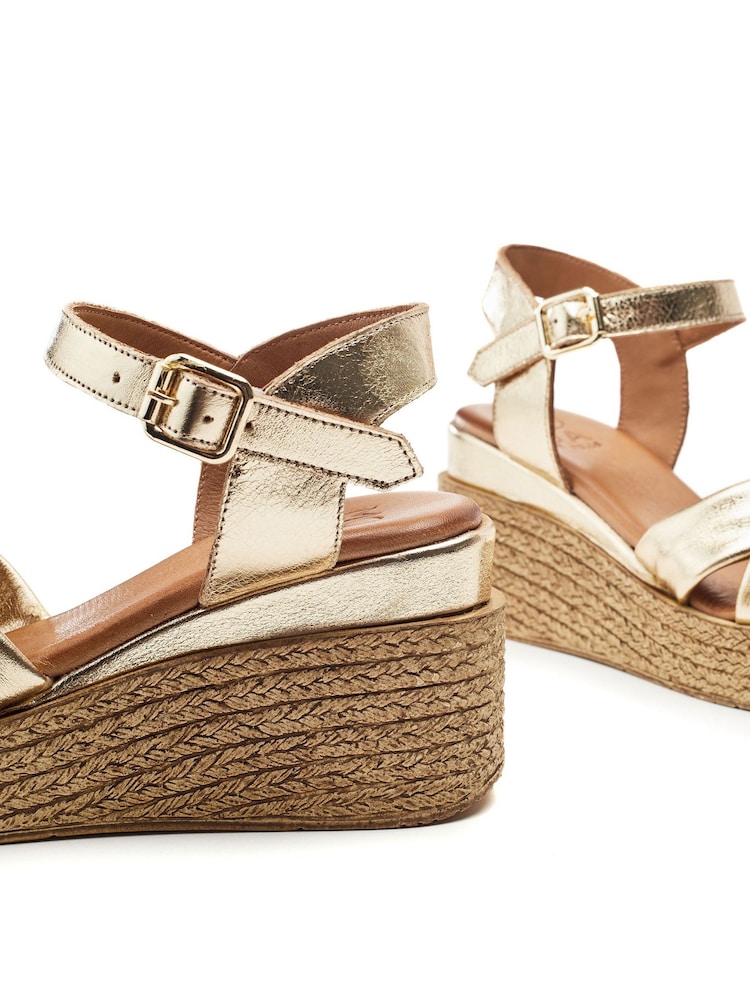 Moda in Pelle Kona Comfort Leather Wedge Sandals With Raffia Heels - Image 4 of 4 Moda in Pelle Kona Comfort Leather Wedge Sandals With Raffia Heels - Image 4 of 4