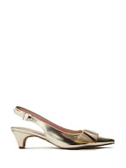 Moda in Pelle Nutmeg Low Pointed Comfort Kitten Heels With Bow Detail - Image 1 of 4