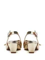 Moda in Pelle Nutmeg Low Pointed Comfort Kitten Heels With Bow Detail - Image 3 of 4