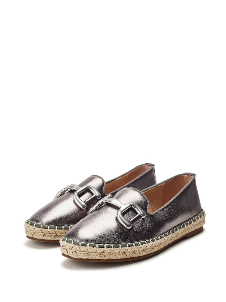 Moda in Pelle Edulis Snaffle Trim Slipper Cut Leather Espadrilles - Image 2 of 4 Moda in Pelle Edulis Snaffle Trim Slipper Cut Leather Espadrilles - Image 2 of 4