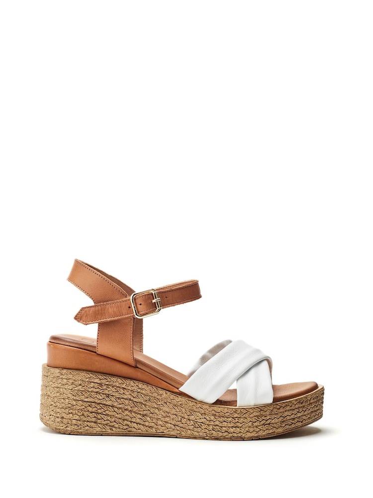 Moda in Pelle Kona Comfort Leather Wedge Sandals With Raffia Heels - Image 1 of 4 Moda in Pelle Kona Comfort Leather Wedge Sandals With Raffia Heels - Image 1 of 4