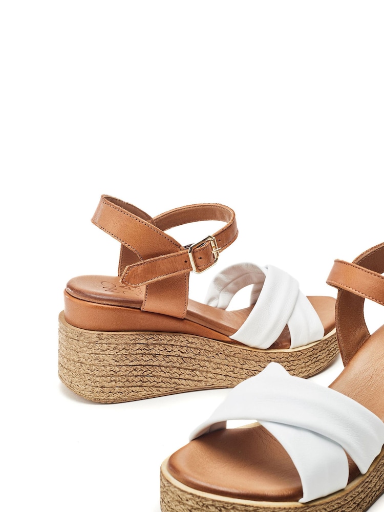 Moda in Pelle Kona Comfort Leather Wedge Sandals With Raffia Heels - Image 4 of 4 Moda in Pelle Kona Comfort Leather Wedge Sandals With Raffia Heels - Image 4 of 4