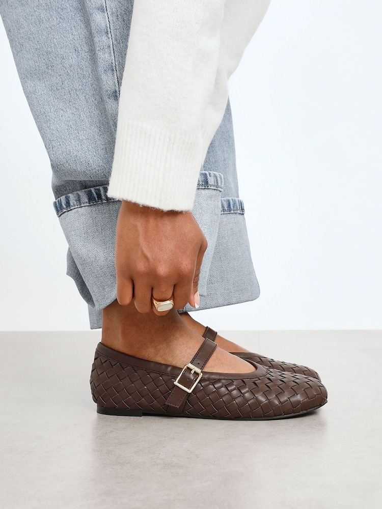 Linzi Brown Daily Woven Ballet Flats With Buckle - Image 1 of 5 Linzi Brown Daily Woven Ballet Flats With Buckle - Image 1 of 5