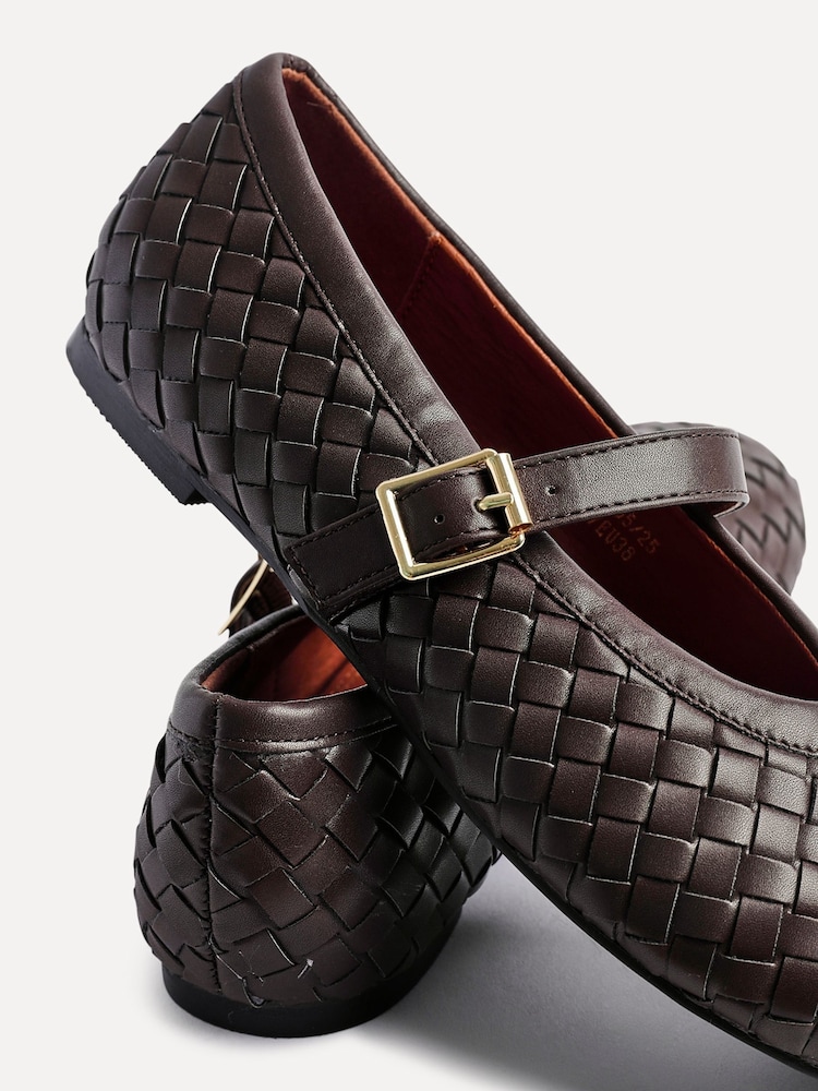 Linzi Brown Daily Woven Ballet Flats With Buckle - Image 2 of 5 Linzi Brown Daily Woven Ballet Flats With Buckle - Image 2 of 5