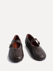 Linzi Brown Daily Woven Ballet Flats With Buckle - Image 3 of 5