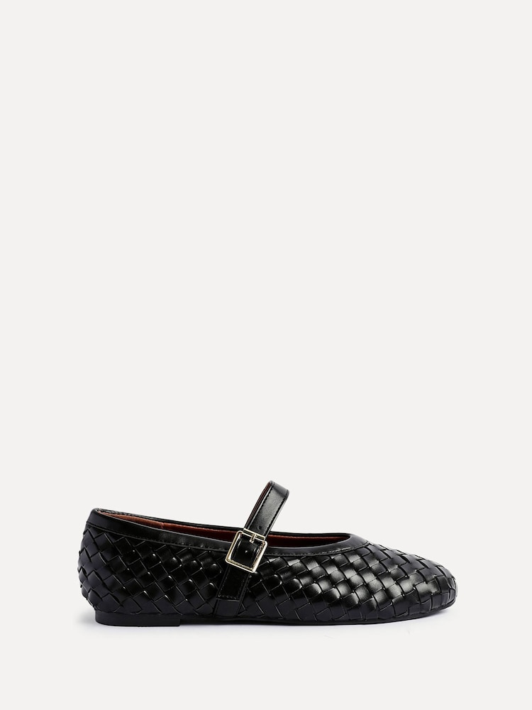 Linzi Black Daily Woven Ballet Flats With Buckle - Image 2 of 6