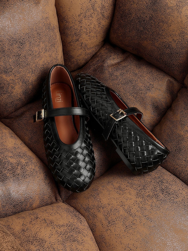 Linzi Black Daily Woven Ballet Flats With Buckle - Image 6 of 6
