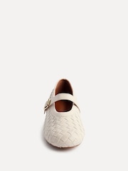 Linzi Nude Daily Woven Ballet Flats With Buckle - Image 4 of 6