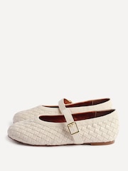 Linzi Nude Daily Woven Ballet Flats With Buckle - Image 5 of 6