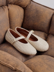 Linzi Nude Daily Woven Ballet Flats With Buckle - Image 6 of 6
