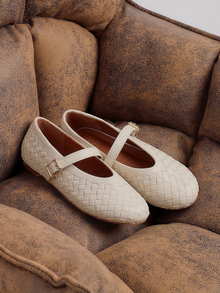 Linzi Nude Daily Woven Ballet Flats With Buckle - Image 6 of 6 Linzi Nude Daily Woven Ballet Flats With Buckle - Image 6 of 6