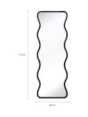 Charles Bentley Black Amsterdam Wavy Shaped Tall Mirror - Image 4 of 6