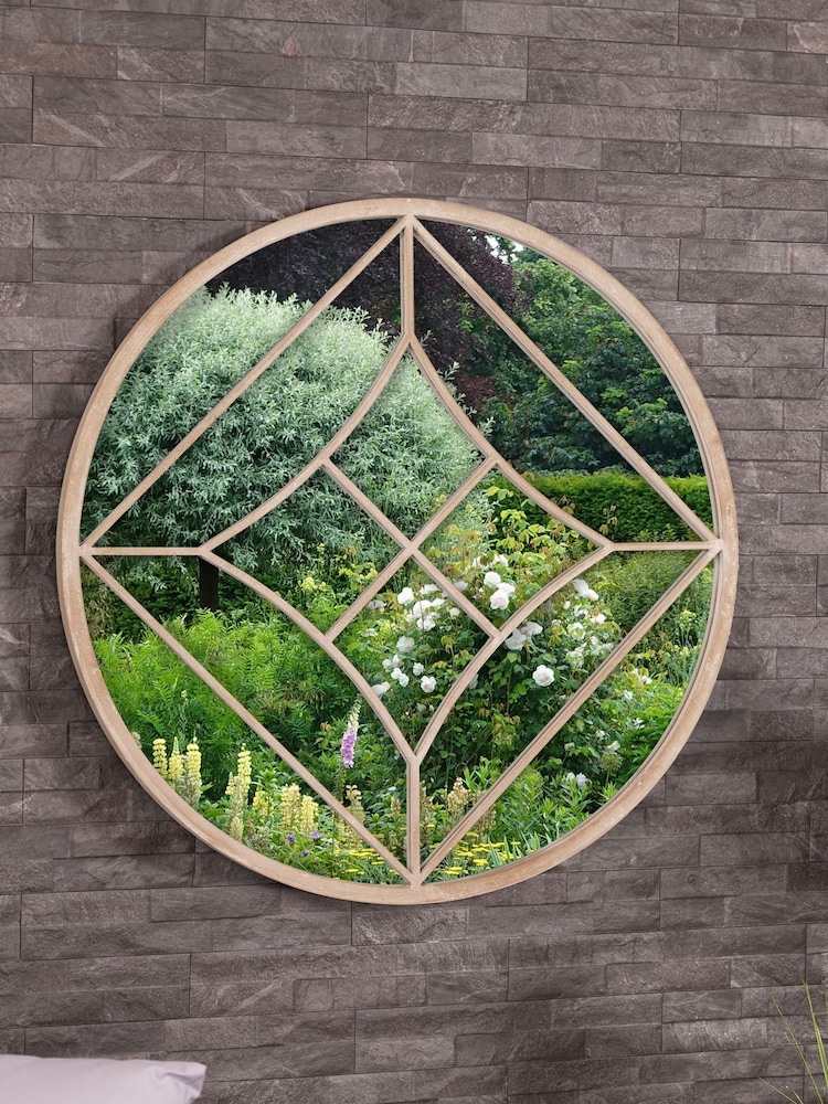 Charles Bentley Brown Lisbon Sand Effect Finish Round Mirror - Image 1 of 6