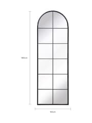 Charles Bentley Black Bern Arch Window Style Tall Mirror - Image 4 of 6