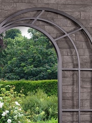 Charles Bentley Black Paris Lattice Design Illusion Arch Mirror - Image 2 of 6