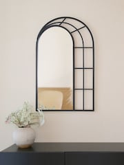 Charles Bentley Black Paris Lattice Design Illusion Arch Mirror - Image 5 of 6