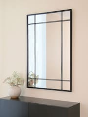 Charles Bentley Black Helsinki Rectangular Double Line Mirror - Image 5 of 6