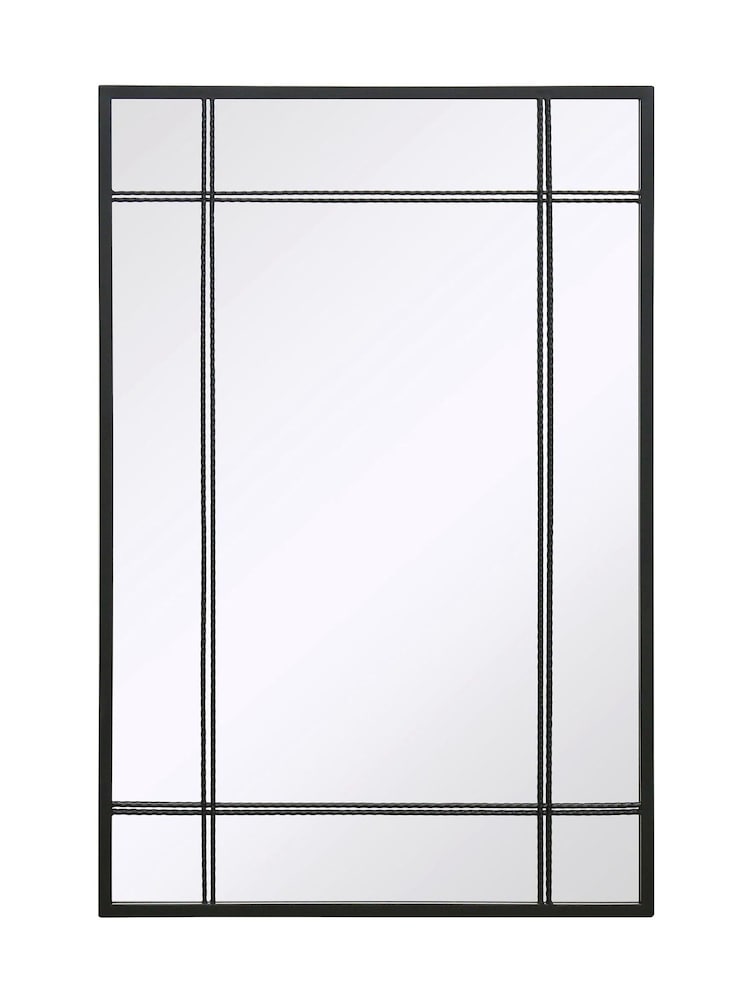 Charles Bentley Black Helsinki Rectangular Double Line Mirror - Image 6 of 6