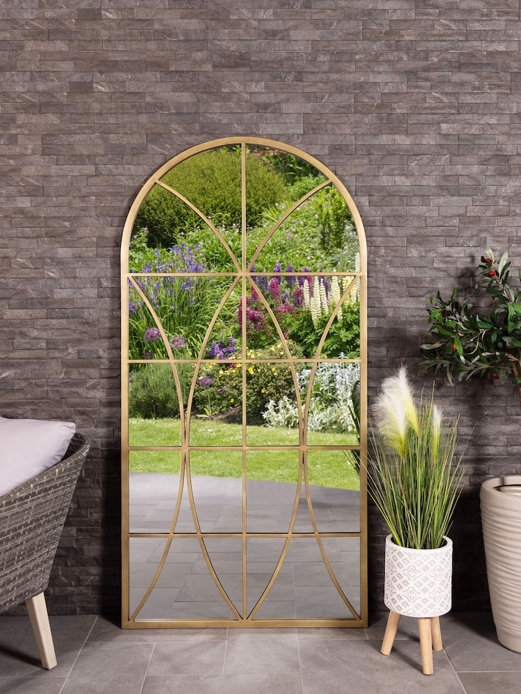 Charles Bentley Gold Madrid Symmetrical Pattern Arch Mirror - Image 1 of 6