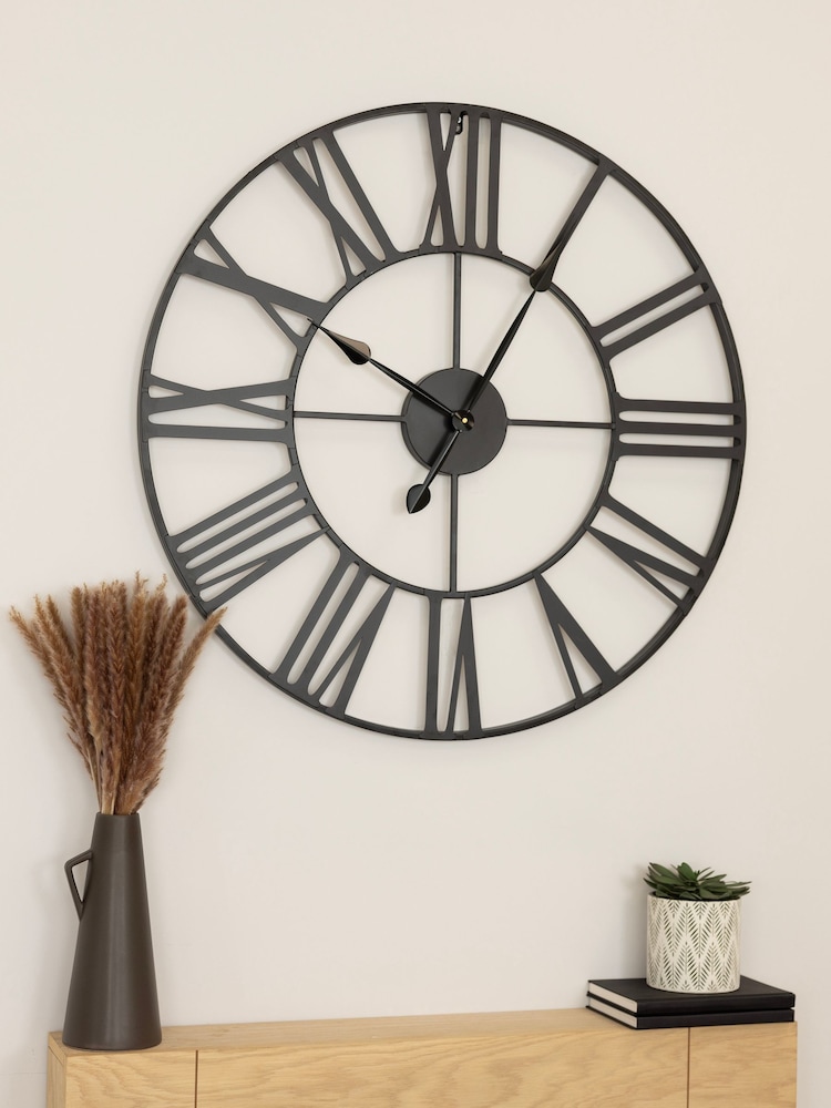 Charles Bentley Black Wimbleball Skeleton Design Wall Clock - Image 1 of 6 Charles Bentley Black Wimbleball Skeleton Design Wall Clock - Image 1 of 6