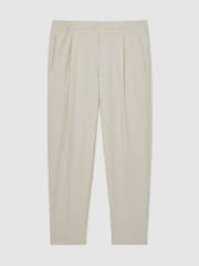 Reiss Ecru Hove Tapered Drawstring Tailored Trousers - Image 2 of 5