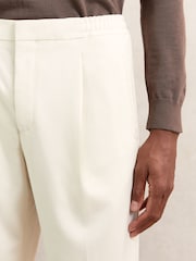 Reiss Ecru Hove Tapered Drawstring Tailored Trousers - Image 4 of 5