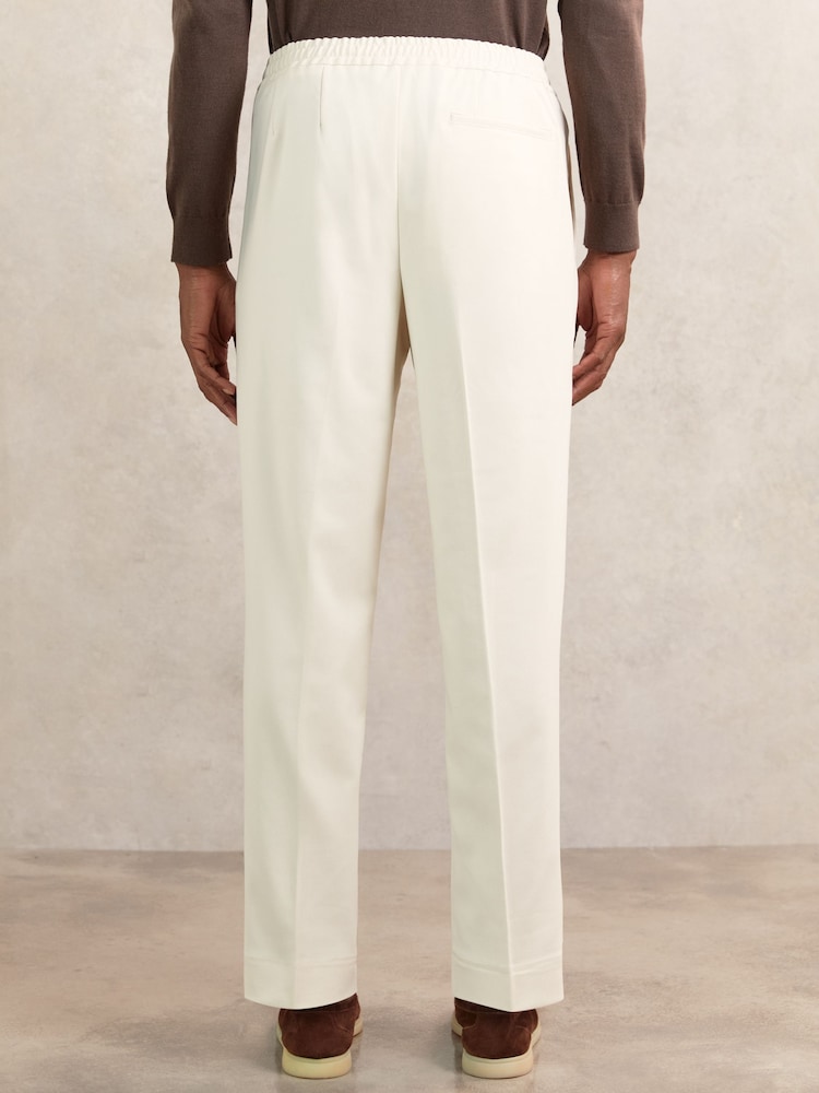 Reiss Ecru Hove Tapered Drawstring Tailored Trousers - Image 5 of 5