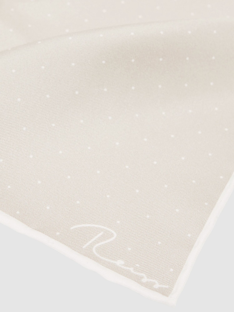 Reiss Champagne Liam Silk Polka Dot Pocket Square - Image 4 of 4