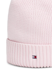 Tommy Hilfiger Pink Kids Essential Flag Embroidery 100% Organic Cotton Beanie - Image 3 of 4