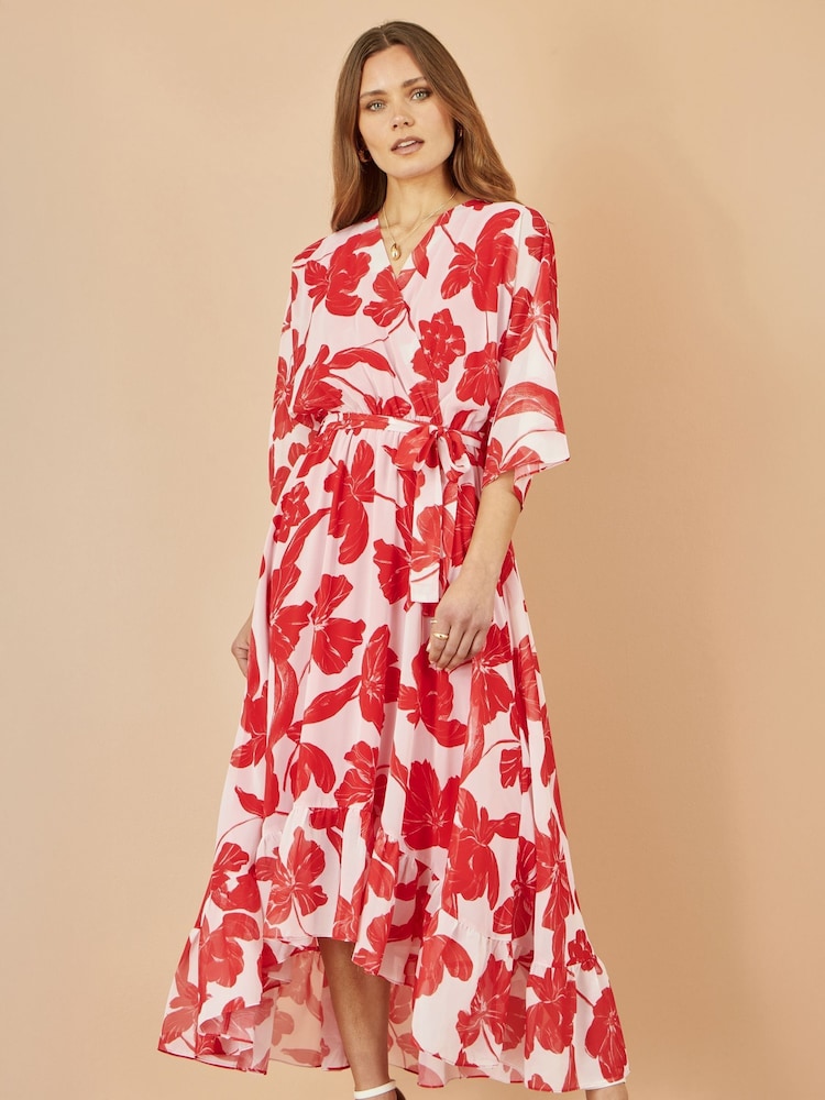 Rojo - Vestido midi cruzado con dobladillo asimétrico y mangas estilo kimono de Yumi - Imagen 1 de 5 Rojo - Vestido midi cruzado con dobladillo asimétrico y mangas estilo kimono de Yumi - Imagen 1 de 5