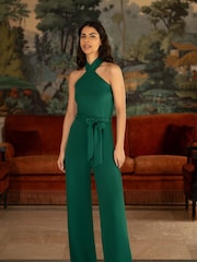 Yumi Cross Over Halter Neck Jumpsuit - Imagen 1 de 5