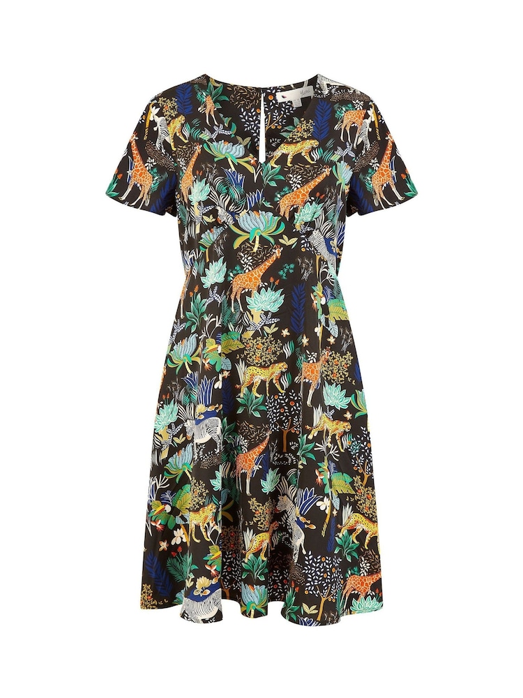 Yumi Black Jungle Print Skater Dress - Image 4 of 4
