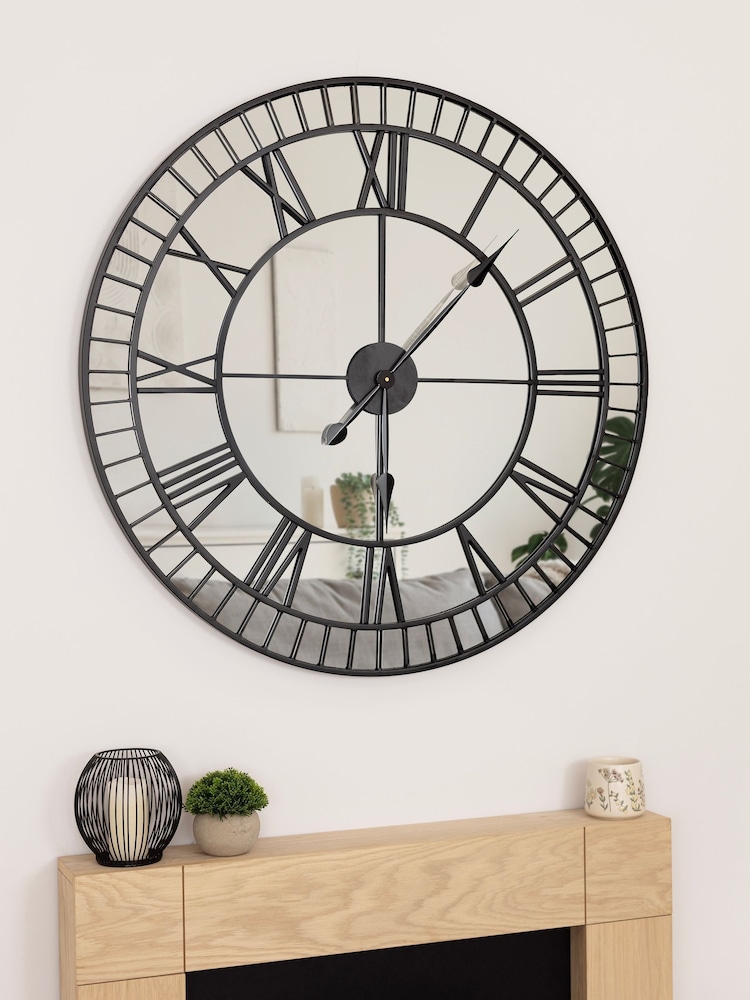 Charles Bentley Black Windermere Mirrored Finish Oudoor Wall Clock - Image 2 of 6 Charles Bentley Black Windermere Mirrored Finish Oudoor Wall Clock - Image 2 of 6