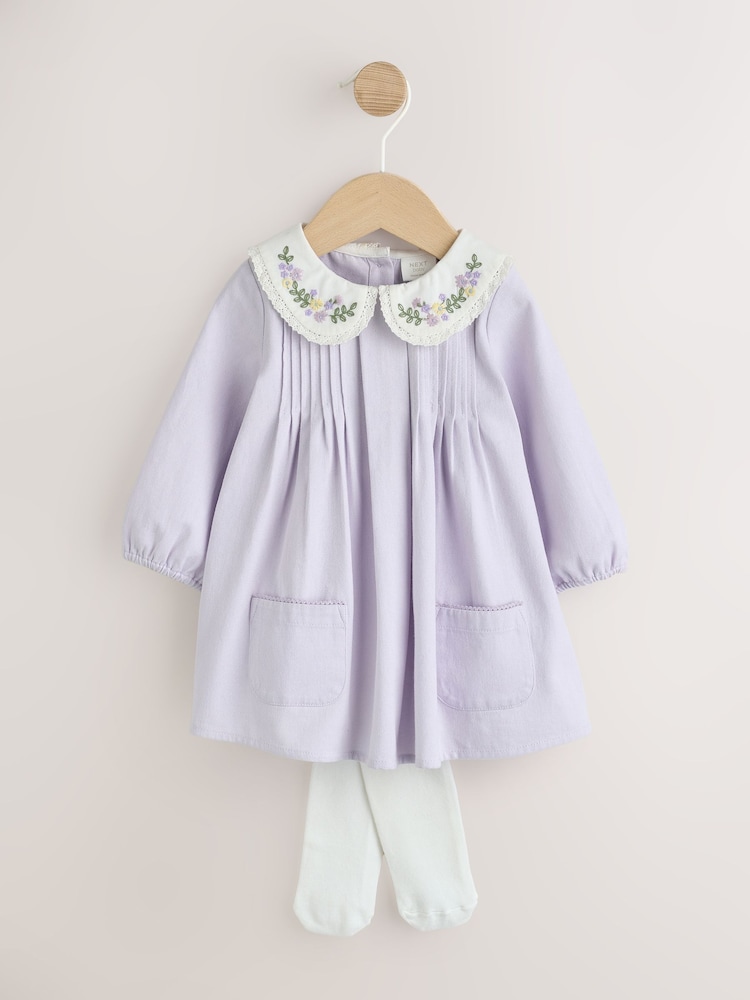 Lilla - Babykjole med vevd krage og Tights (0mnd–2år) - Bilde 1 av 7