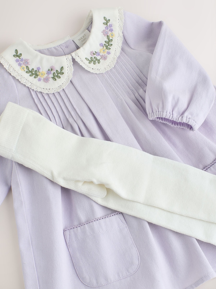 Lilla - Babykjole med vevd krage og Tights (0mnd–2år) - Bilde 7 av 7