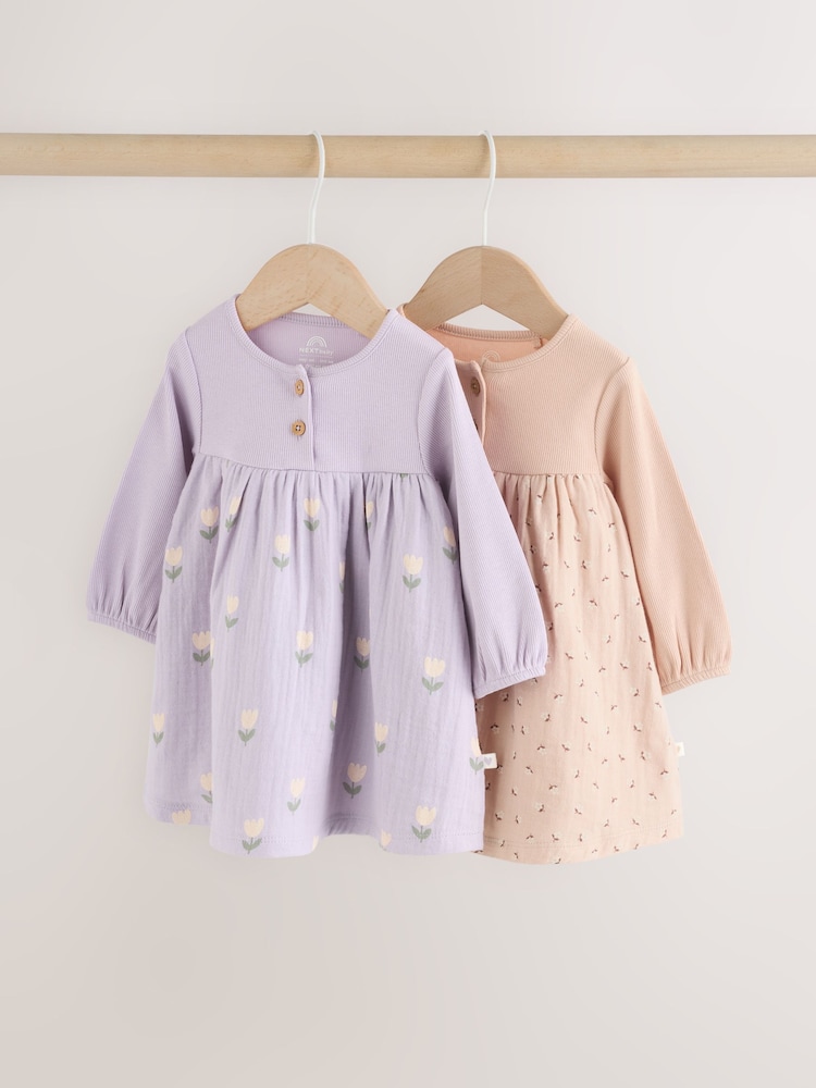 Purple/Pink Baby Woven Dress 2 Pack (0mths-3yrs) - Image 1 of 17 Purple/Pink Baby Woven Dress 2 Pack (0mths-3yrs) - Image 1 of 17