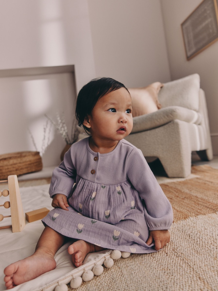 Purple/Pink Baby Woven Dress 2 Pack (0mths-3yrs) - Image 2 of 17 Purple/Pink Baby Woven Dress 2 Pack (0mths-3yrs) - Image 2 of 17