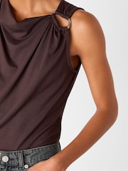 Whistles Brown Ring Detail Sleeveless Top - Image 4 of 5