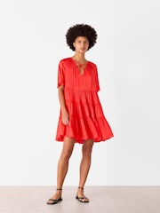 Whistles Red Satin Trapeze Mini Dress - Image 1 of 5
