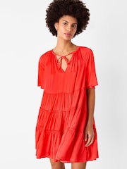 Whistles Red Satin Trapeze Mini Dress - Image 3 of 5