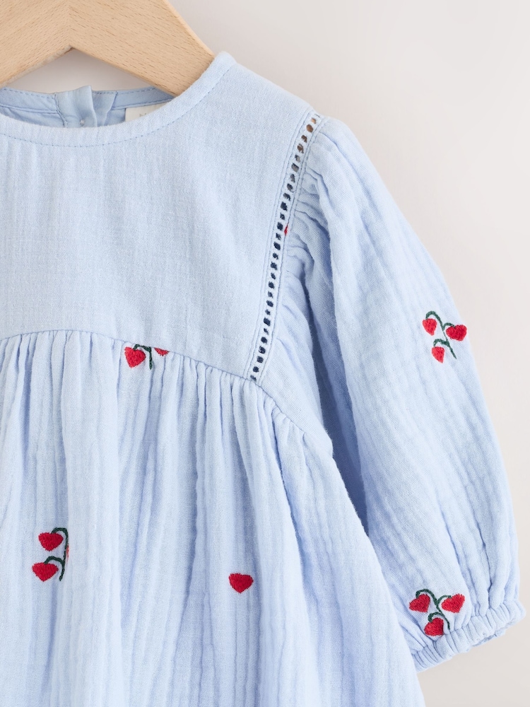 Next Blue/Red Baby Long Sleeve Embroidered Dress (0mths-2yrs) 12