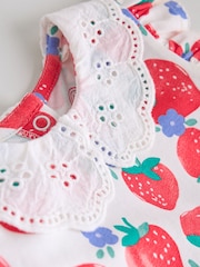 Puting Strawberry - Damit Pang-sanggol na Maikling Manggas 2 Pakete (0buwan-3taon) - Larawan 11 ng 12