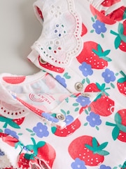 Puting Strawberry - Damit Pang-sanggol na Maikling Manggas 2 Pakete (0buwan-3taon) - Larawan 12 ng 12
